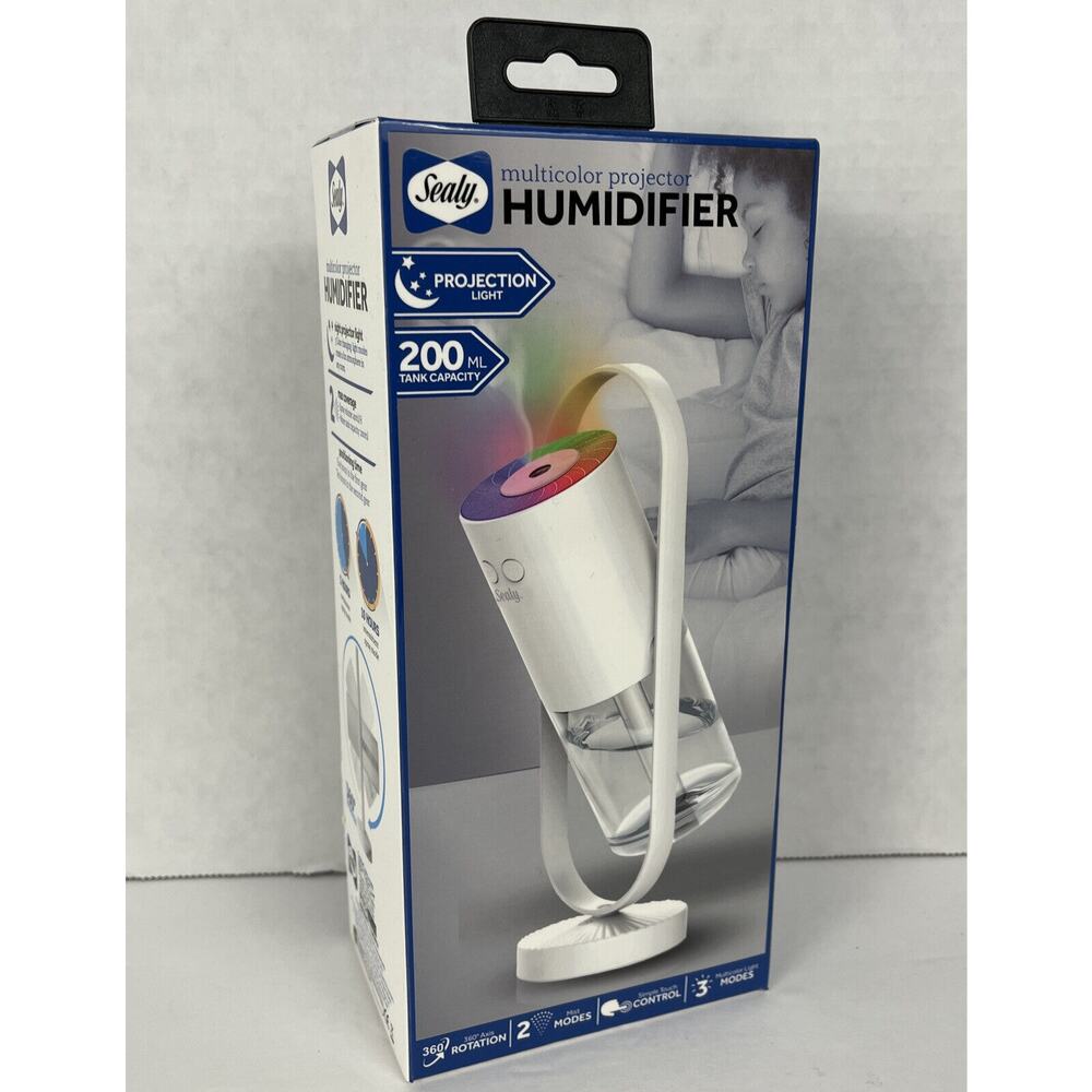 Sealy Multicolor Projector Humidifier 2 Mist Modes Touch Control 3 Light Modes